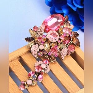 Pink and Gold Crystal Brooch